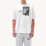 homens camiseta branca decote careca com foto liberty Autry 86XF111