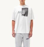 homens camiseta branca decote careca com foto liberty Autry 86XF111