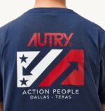 homens camiseta icônica decote careca azul Autry 86XF109 - Image 4