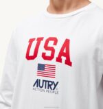 homens camiseta manga longa gola redonda com logo icônico branco Autry 86XF119 - Image 4