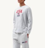 homens camiseta manga longa gola redonda com logo icônico cinza melange Autry 86XF121 - Image 2