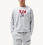 homens camiseta manga longa gola redonda com logo icônico cinza melange Autry 86XF121