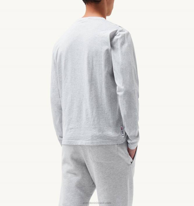 homens camiseta manga longa gola redonda com logo icônico cinza melange Autry 86XF121 - Image 3