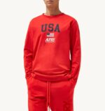 homens camiseta manga longa gola redonda com logo icônico vermelho Autry 86XF120