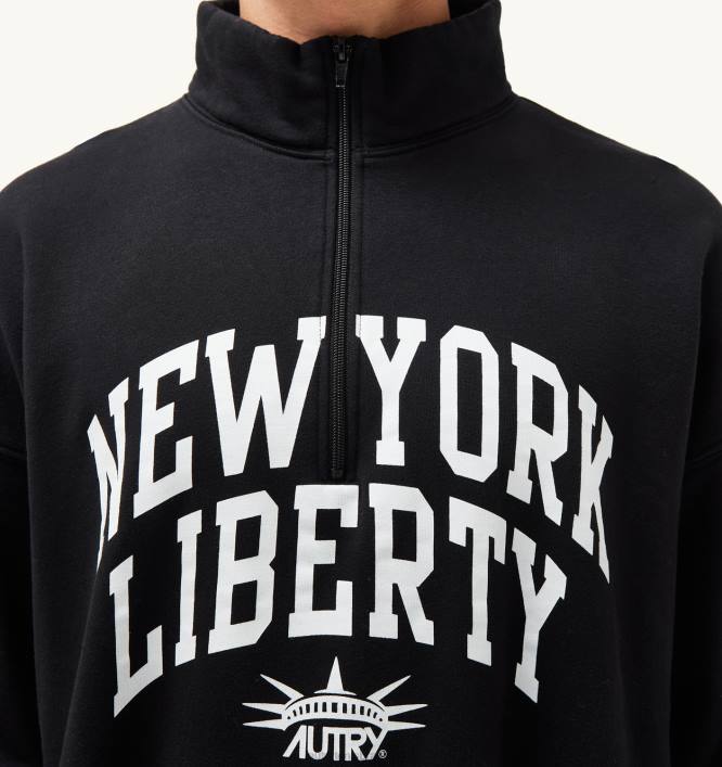 homens moletom preto com meio zíper e foto liberty Autry 86XF116 - Image 4