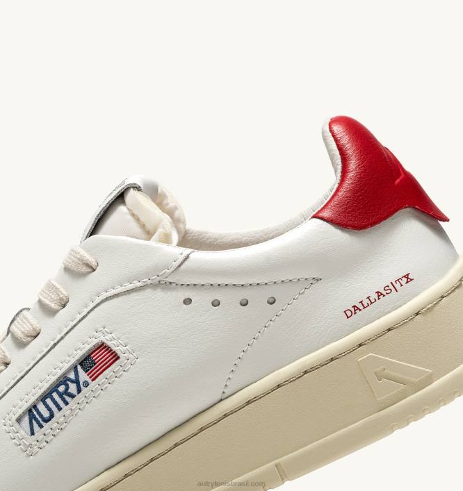 homens tênis baixo dallas em couro branco e vermelho Autry 86XF72 - Image 6