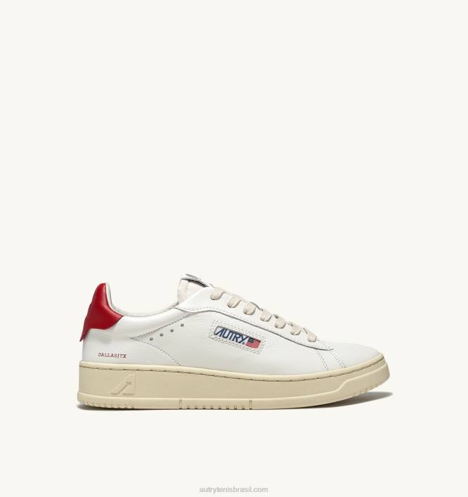homens tênis baixo dallas em couro branco e vermelho Autry 86XF72 - Image 1