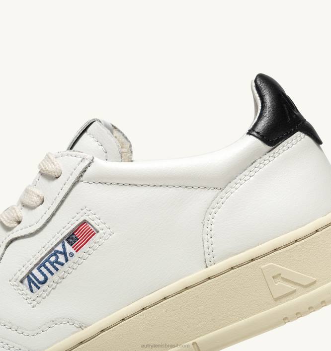 homens tênis baixo medalhista em couro branco e preto Autry 86XF10 - Image 6