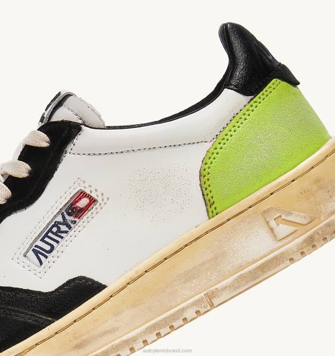 homens tênis baixo super vintage em couro branco preto e verde Autry 86XF31 - Image 6