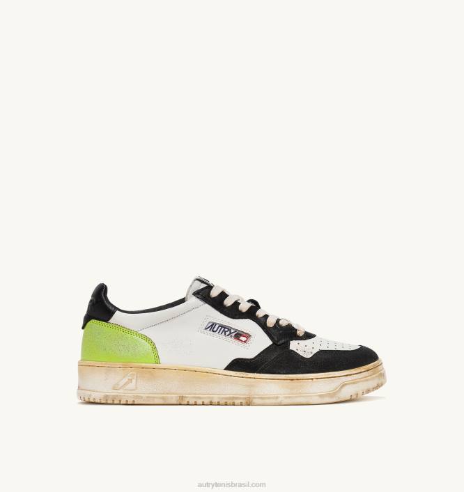 homens tênis baixo super vintage em couro branco preto e verde Autry 86XF31 - Image 1
