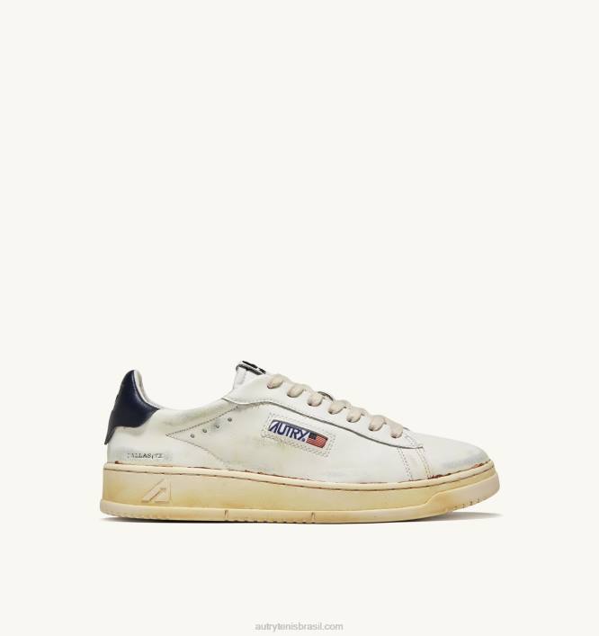 homens tênis baixo vintage dallas com acabamento colado em couro branco e azul Autry 86XF81 - Image 1