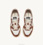 homens tênis cano baixo super vintage em couro branco marrom e rosa Autry 86XF63 - Image 5