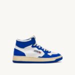 homens tênis mid medalist bicolor em couro branco e azul príncipe Autry 86XF24