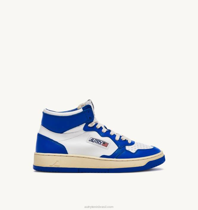 homens tênis mid medalist bicolor em couro branco e azul príncipe Autry 86XF24 - Image 1