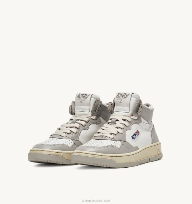 homens tênis mid medalist bicolor em couro branco e tom vapor Autry 86XF27 - Image 2