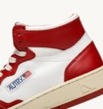 homens tênis mid medalist em couro branco e vermelho Autry 86XF23 - Image 6