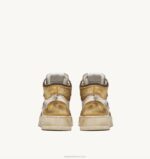 homens tênis mid super vintage em branco marrom e couro mel Autry 86XF36 - Image 3