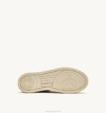 homens tênis mid super vintage em branco marrom e couro mel Autry 86XF36 - Image 4