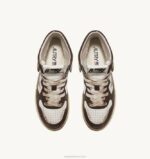 homens tênis mid super vintage em branco marrom e couro mel Autry 86XF36 - Image 5