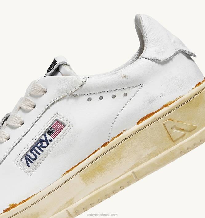 homens tênis vintage baixo dallas com acabamento colado em couro branco Autry 86XF80 - Image 6