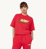 mulheres camiseta vermelha com logo aeróbico Autry 86XF282