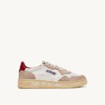 mulheres tênis baixo medalhista em couro branco vermelho Autry 86XF206