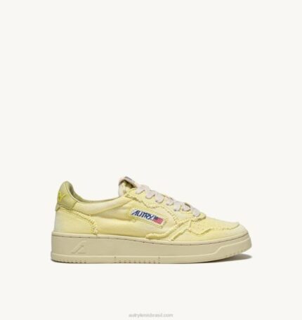 mulheres tênis baixo medalhista em denim iris amarelo Autry 86XF213