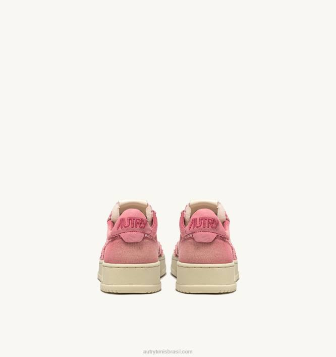 mulheres tênis baixo medalhista em jeans rosa coral Autry 86XF243 - Image 3