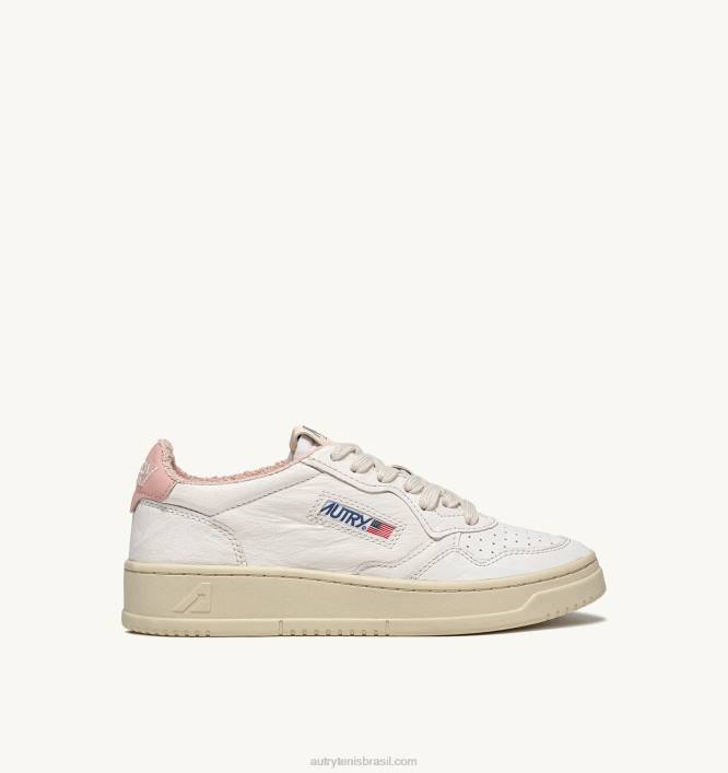 mulheres tênis baixo medalhista em pele mórbida di capra e spugna bianco e pó Autry 86XF223 - Image 1