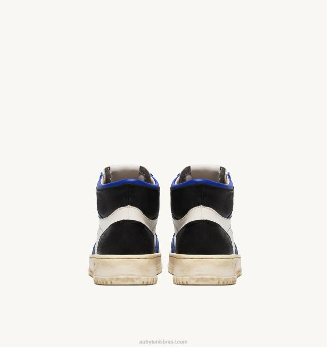 mulheres tênis mid super vintage em couro branco azul e preto Autry 86XF203 - Image 3
