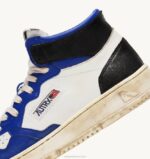 mulheres tênis mid super vintage em couro branco azul e preto Autry 86XF203 - Image 6