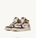 mulheres tênis mid super vintage em couro branco marrom e mel Autry 86XF205 - Image 2