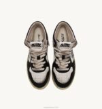 mulheres tênis mid super vintage em couro branco preto e prata Autry 86XF204 - Image 5